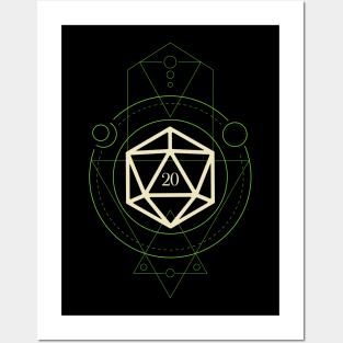 Green Geometric Polyhedral D20 Dice Set Minimalist Tabletop RPG Posters and Art